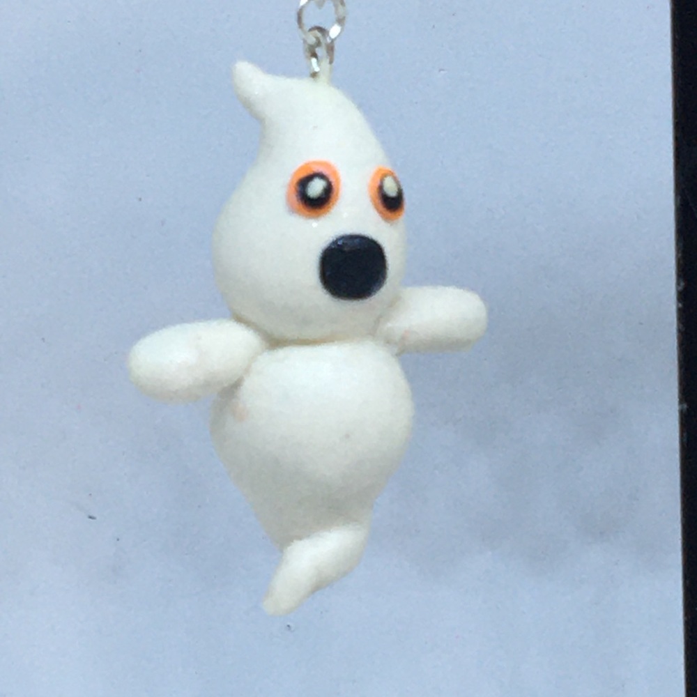 Unique Handmade Clay Halloween Ghost Earrings - Picture 4 of 6